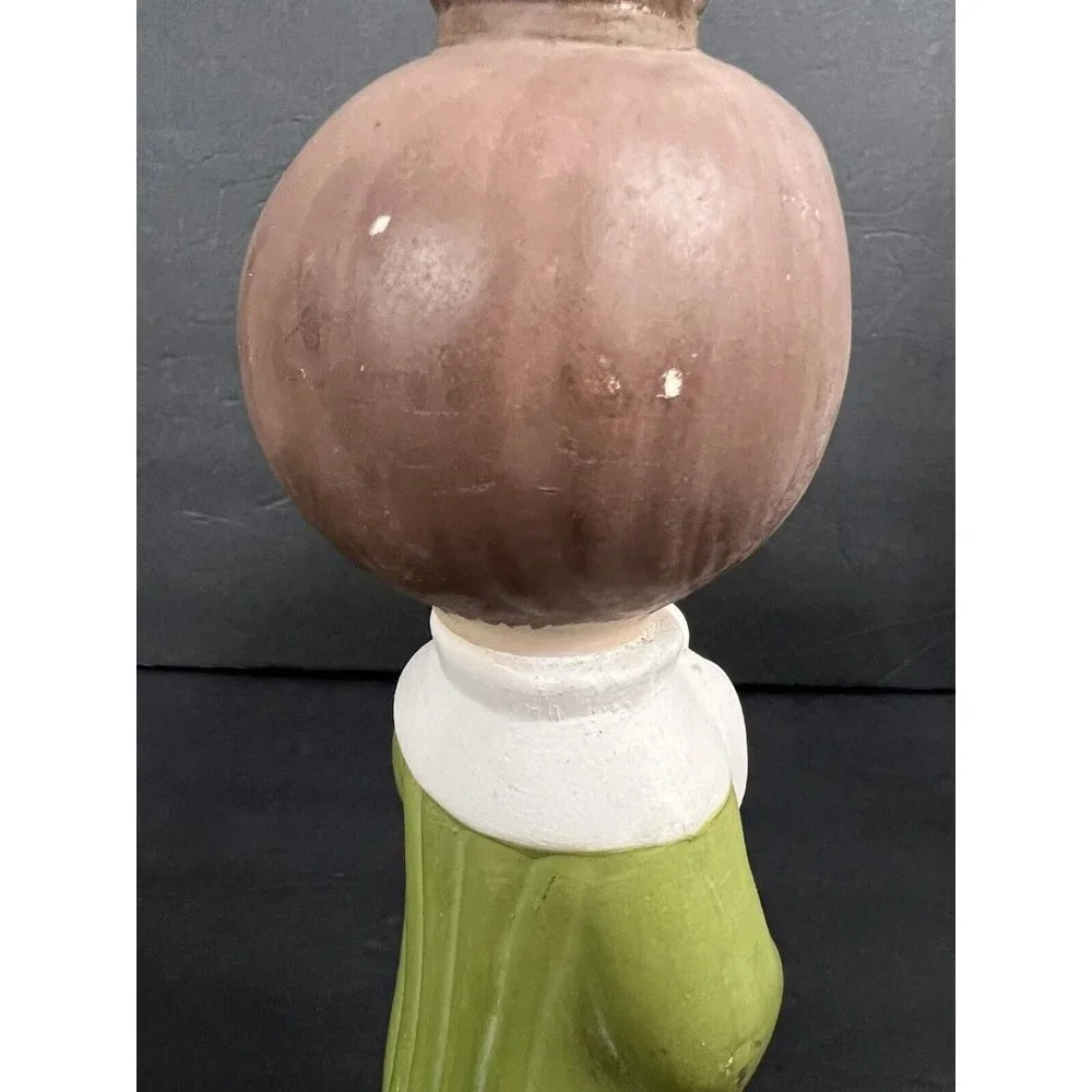 Vtg Christmas Caroler Candlestick Holder Ceramic Mold Handpainted 11.5 in‎
